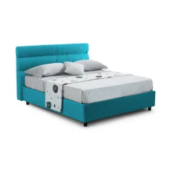 Letto Piazza e Mezza Azzurro Materasso Incluso Sfoderabile, Contenitore Made in Italy - Brinzio