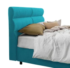 Letto Piazza e Mezza Azzurro Sfoderabile Contenitore, Dimensione Materasso 120x200 cm Made in Italy - Briona