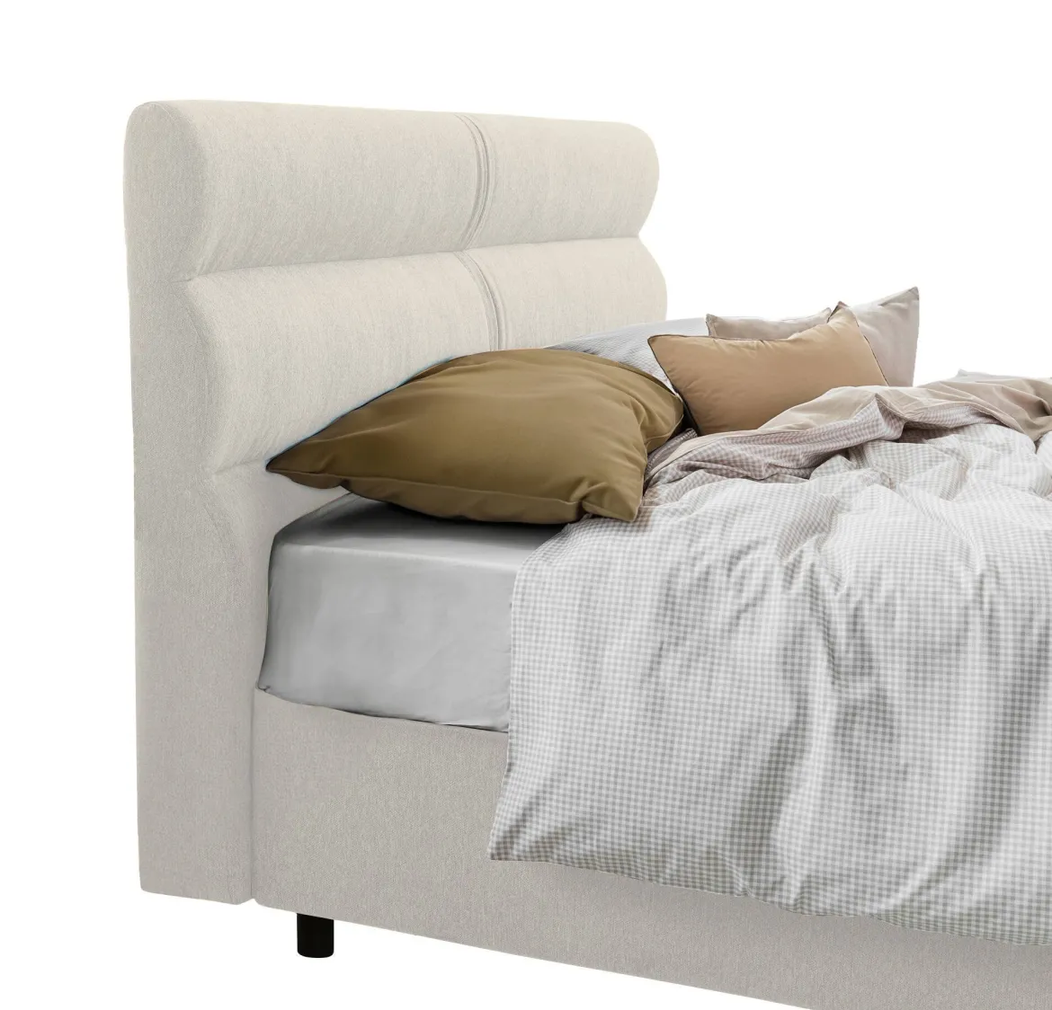 Letto Piazza e Mezza Beige Materasso Incluso Sfoderabile, Contenitore Made in Italy - Brinzio