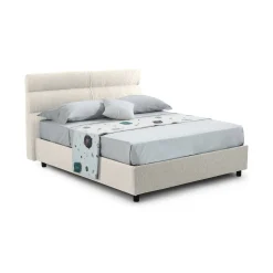 Letto Piazza e Mezza Beige Sfoderabile Contenitore, Dimensione Materasso 120x200 cm - Codevigo