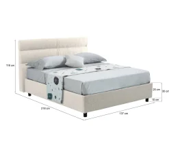 Letto Piazza e Mezza Beige Sfoderabile Contenitore, Dimensione Materasso 120x200 cm - Codevigo