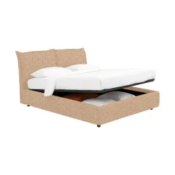 Letto Piazza e Mezza Beige Sfoderabile Contenitore, Dimensione Materasso 120x200 cm - Noceto