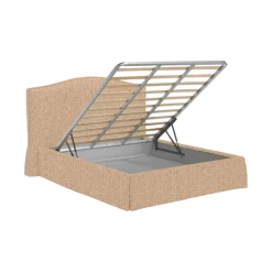 Letto Piazza e Mezza Beige Sfoderabile Contenitore, Dimensione Materasso 120x200 cm - Pollutri