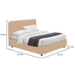 Letto Piazza e Mezza Beige Sfoderabile Contenitore, Dimensione Materasso 120x200 cm - Silandro