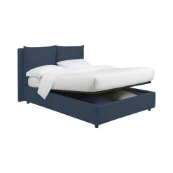 Letto Piazza e Mezza blu Sfoderabile Contenitore, Dimensione Materasso 120x190 cm - Forli