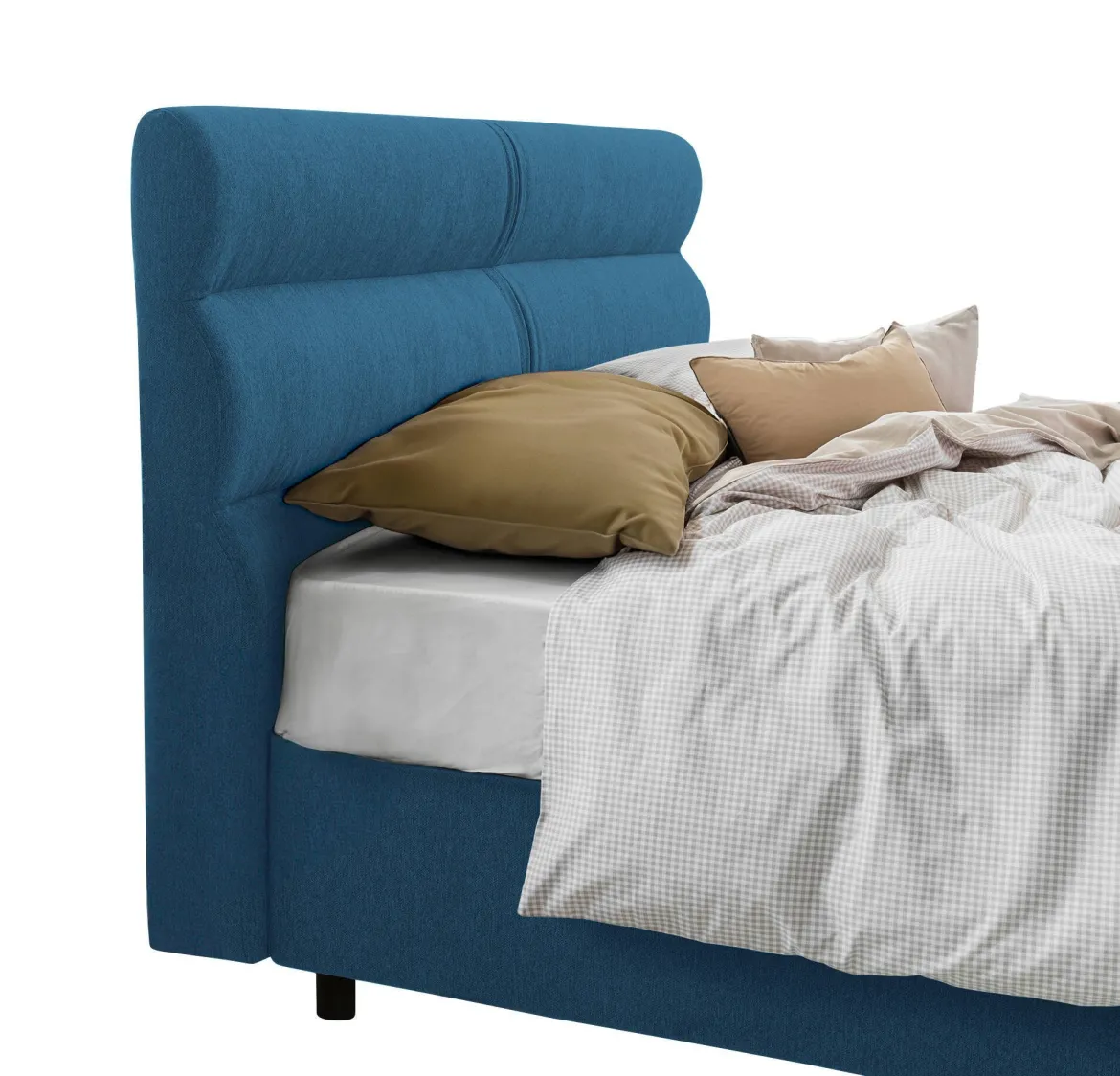 Letto Piazza e Mezza blu Sfoderabile Contenitore, Dimensione Materasso 120x190 cm Made in Italy - Brivio