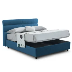 Letto Piazza e Mezza blu Sfoderabile Contenitore, Dimensione Materasso 120x200 cm Made in Italy - Briona