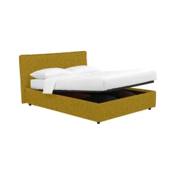 Letto Piazza e Mezza Giallo Ocra Sfoderabile Contenitore, Dimensione Materasso 120x200 cm - Silandro