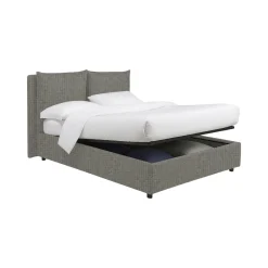 Letto Piazza e Mezza Grigio Cenere Sfoderabile Contenitore, Dimensione Materasso 120x190 cm - Erchie