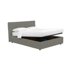 Letto Piazza e Mezza Grigio Cenere Sfoderabile Contenitore, Dimensione Materasso 120x200 cm - Silandro