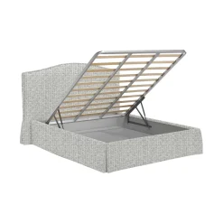 Letto Piazza e Mezza Grigio Chiaro Sfoderabile Contenitore, Dimensione Materasso 120x190 cm - Lavagna
