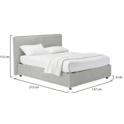 Letto Piazza e Mezza Grigio Chiaro Sfoderabile Contenitore, Dimensione Materasso 120x200 cm - Codevigo