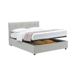 Letto Piazza e Mezza Grigio Chiaro Sfoderabile Contenitore, Dimensione Materasso 120x200 cm - Rezzago