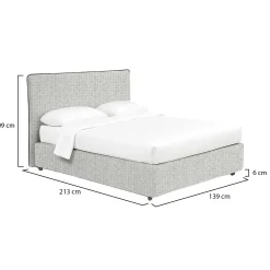 Letto Piazza e Mezza Grigio Chiaro Sfoderabile Contenitore, Dimensione Materasso 120x200 cm - Silandro