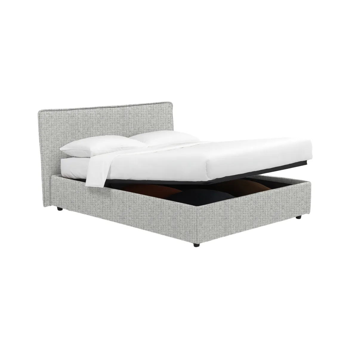 Letto Piazza e Mezza Grigio Chiaro Sfoderabile Contenitore, Dimensione Materasso 120x200 cm - Silandro