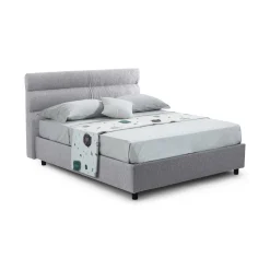 Letto Piazza e Mezza Grigio Materasso Incluso Sfoderabile, Contenitore Made in Italy - Briosco