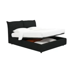 Letto Piazza e Mezza Grigio Scuro Sfoderabile Contenitore, Dimensione Materasso 120x190 cm - Rodero