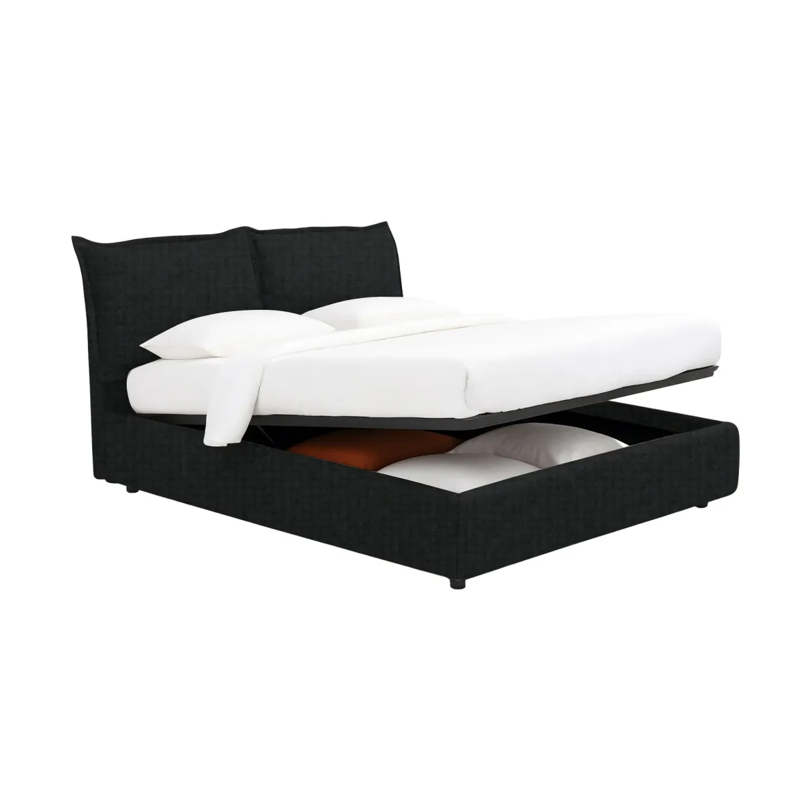 Letto Piazza e Mezza Grigio Scuro Sfoderabile Contenitore, Dimensione Materasso 120x190 cm - Rodero