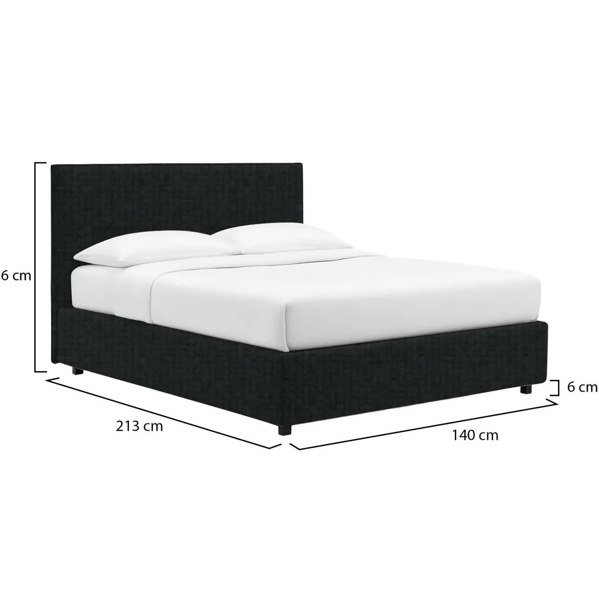 Letto Piazza e Mezza Grigio Scuro Sfoderabile Contenitore, Dimensione Materasso 120x200 cm - Noceto