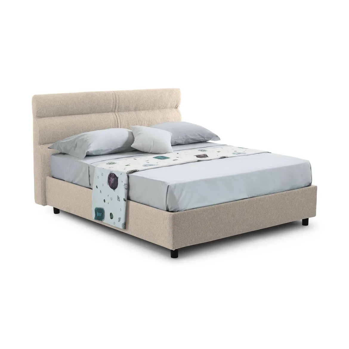 Letto Piazza e Mezza Grigio Tortora Sfoderabile Contenitore, Dimensione Materasso 120x190 cm - Ciconio