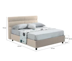 Letto Piazza e Mezza Grigio Tortora Sfoderabile Contenitore, Dimensione Materasso 120x200 cm - Codevigo