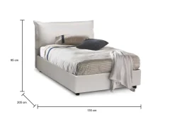 Letto piazza e mezza Latona, adatto per materasso Cm 120x190, Tortora