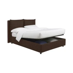 Letto Piazza e Mezza Marrone Sfoderabile Contenitore, Dimensione Materasso 120x200 cm - Marmora