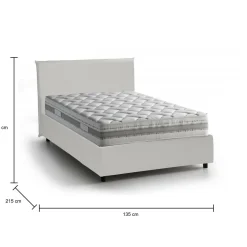 Letto piazza e mezza Re, con materasso Cm 120x200 incluso, Bianco