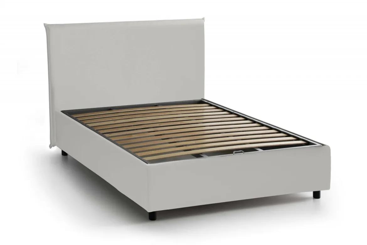 Letto piazza e mezza Re, con materasso Cm 120x200 incluso, Bianco