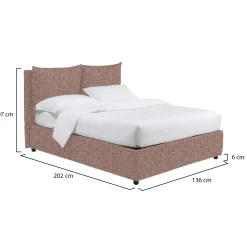 Letto Piazza e Mezza Rosa Antico Sfoderabile Contenitore, Dimensione Materasso 120x190 cm - Forli