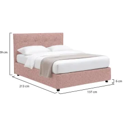 Letto Piazza e Mezza Rosa Sfoderabile Contenitore, Dimensione Materasso 120x200 cm - Rezzago