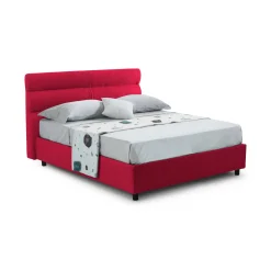 Letto Piazza e Mezza Rosso Sfoderabile Contenitore, Dimensione Materasso 120x190 cm Made in Italy - Brivio