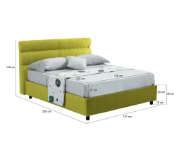 Letto Piazza e Mezza Verde Materasso Incluso Sfoderabile, Contenitore Made in Italy - Brinzio