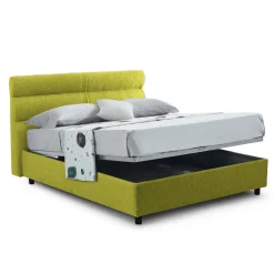 Letto Piazza e Mezza Verde Materasso Incluso Sfoderabile, Contenitore Made in Italy - Brinzio