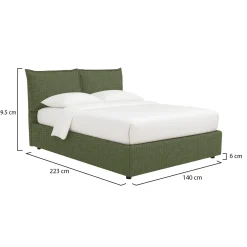 Letto Piazza e Mezza Verde Sfoderabile Contenitore, Dimensione Materasso 120x200 cm - Marmora