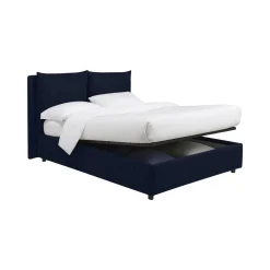 Letto Piazza e Mezza Viola Scuro Sfoderabile Contenitore, Dimensione Materasso 120x190 cm - Forli