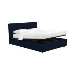 Letto Piazza e Mezza Viola Scuro Sfoderabile Contenitore, Dimensione Materasso 120x200 cm - Silandro
