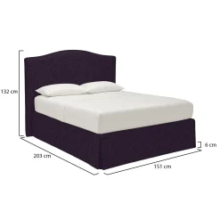 Letto Piazza e Mezza Viola Sfoderabile Contenitore, Dimensione Materasso 120x190 cm - Medolago