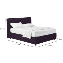 Letto Piazza e Mezza Viola Sfoderabile Contenitore, Dimensione Materasso 120x200 cm - Concesio