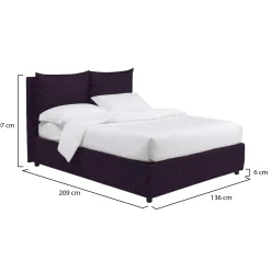 Letto Piazza e Mezza Viola Sfoderabile Contenitore, Dimensione Materasso 120x200 cm - Marmora