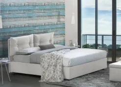 Letto 2 piazze contenitore bianco 175x205cm testiera morbida - Andrealo