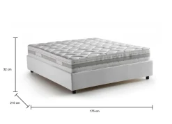 Letto 2 piazze contenitore bianco 175x215cm testiera arrotondata - Fiorella