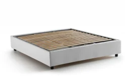 Letto 2 piazze contenitore bianco 175x215cm testiera arrotondata - Fiorella