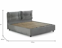 Letto 2 piazze contenitore grigio 175x205cm elegante - Abbaione