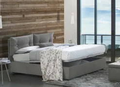 Letto 2 piazze contenitore grigio 175x205cm elegante - Abbaione
