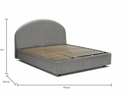Letto 2 piazze contenitore grigio 175x215cm testiera tonda - Melanite