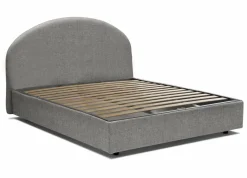 Letto 2 piazze contenitore grigio 175x215cm testiera tonda - Melanite