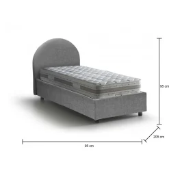 Letto 1 posto con contenitore grigio 95x205 - Egle