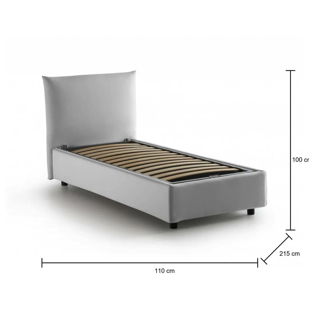 Letto 1 posto contenitore bianco 95x205cm 2 metri - Anathema