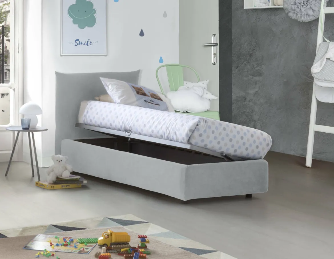 Letto 1 posto contenitore bianco 95x205cm 2 metri - Anathema